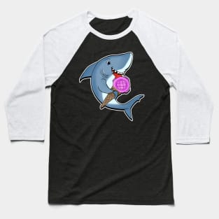 Adorable Shark Licking Ice Cream Cute Shark Lovers Baseball T-Shirt